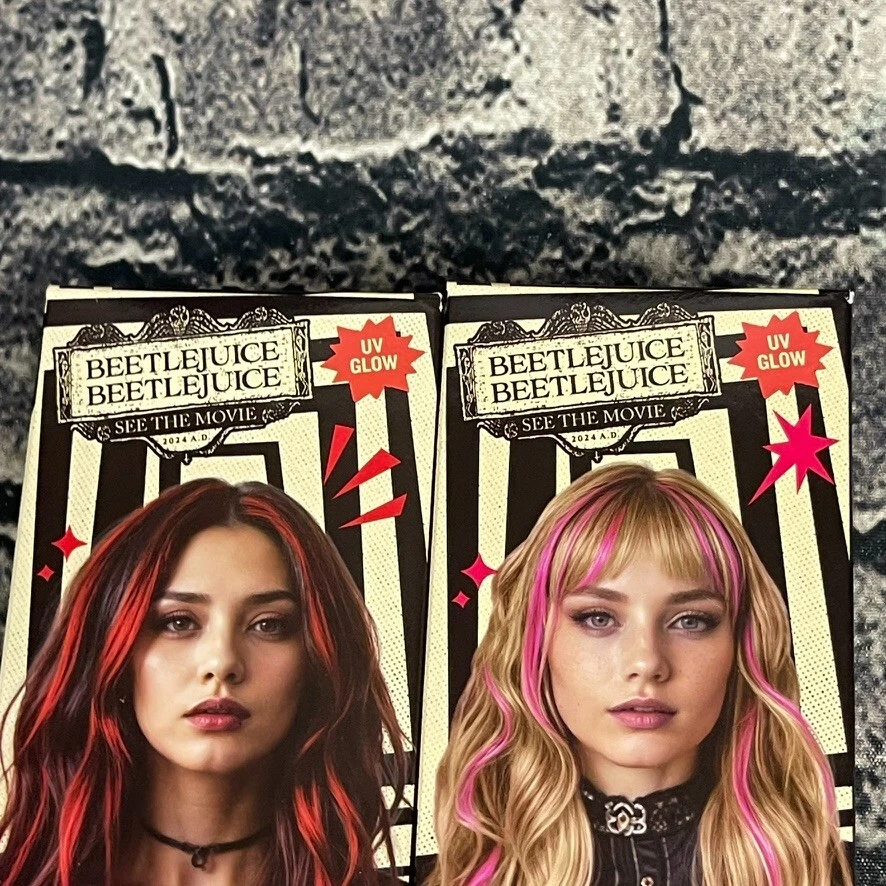 Beetlejuice SPLAT УФ зарево пирсинг розовый и красный поп волос макияж 1 каждый - Изображение 2 из 4