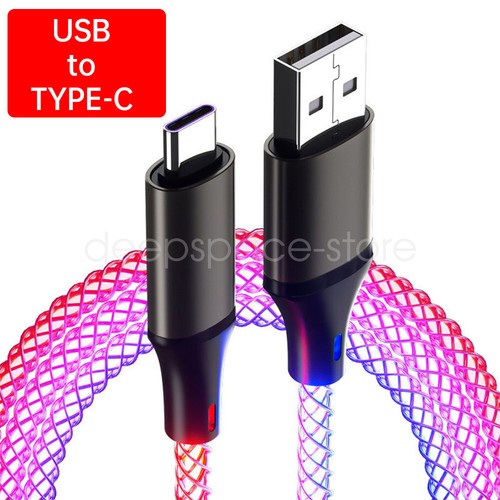 Cable Charging Cord Flowing Light Up For Charger Data Type-C iPhone USB Sync LED - Picture 21 of 22