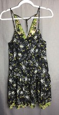 Princess Vera Wang Women's Flounce Hem Black Dress Floral Print Size XS