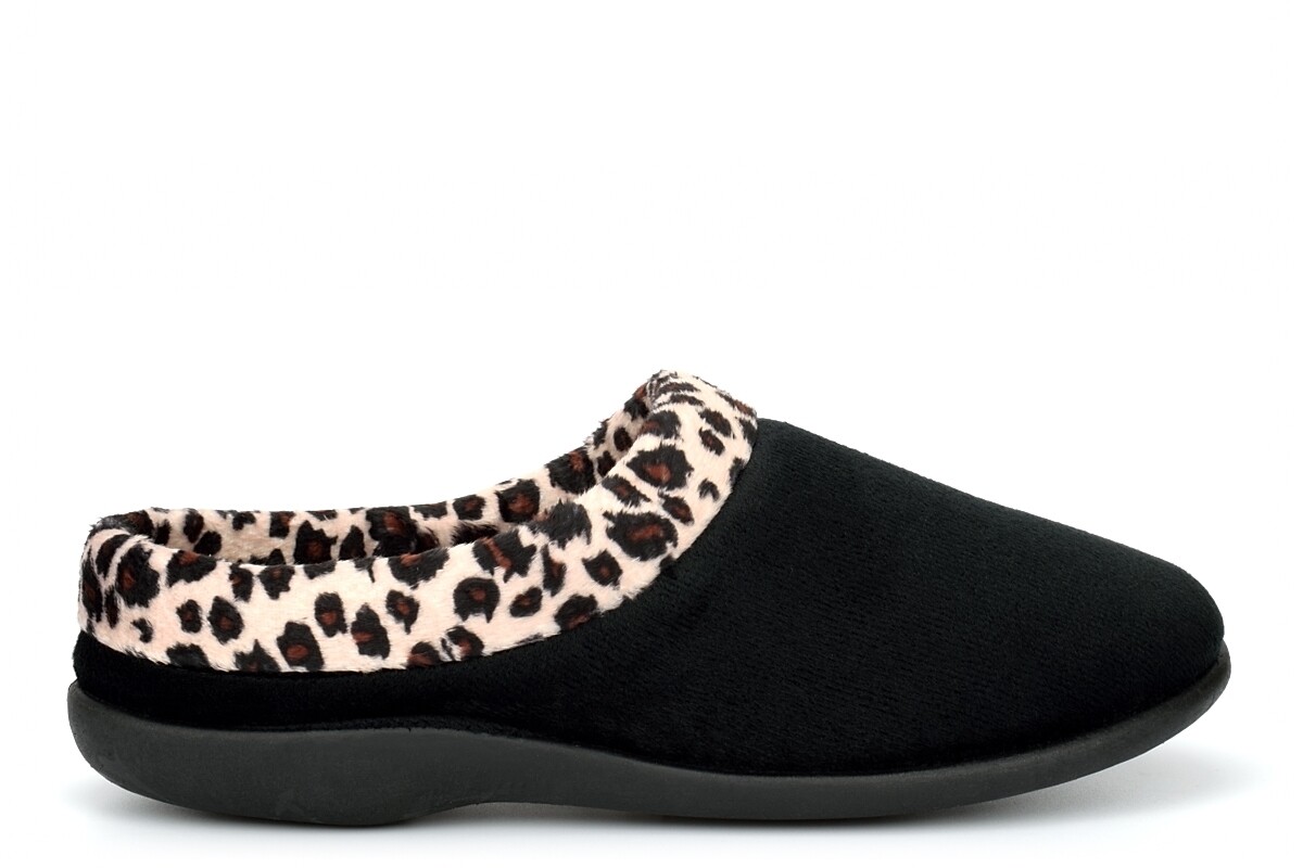 Womens Memory Foam Mule Slippers Ladies Slippers Rubber Sole Ocelot