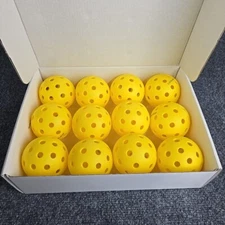 Pickleballs Yellow 12 Pack Tournament Indoor Outdoor Heavy Duty New Open Box