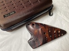 Focalink Double Chamber Alto C Straw Fire Ceramic Ocarina. W/Hard-shell Case