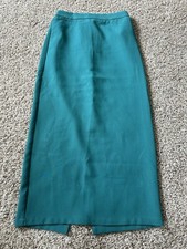 Sincerely Jules Womens Teal Midi Pull On Skirt Elastic Back Slit Back Size Small