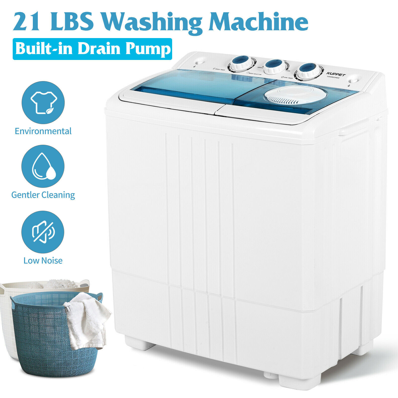 kuppet compact twin tub portable mini washing machine