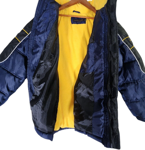 US Polo Association Puffer Jacket Youth Large Blue Black Yellow USPA Assn Coat - Picture 5 of 7