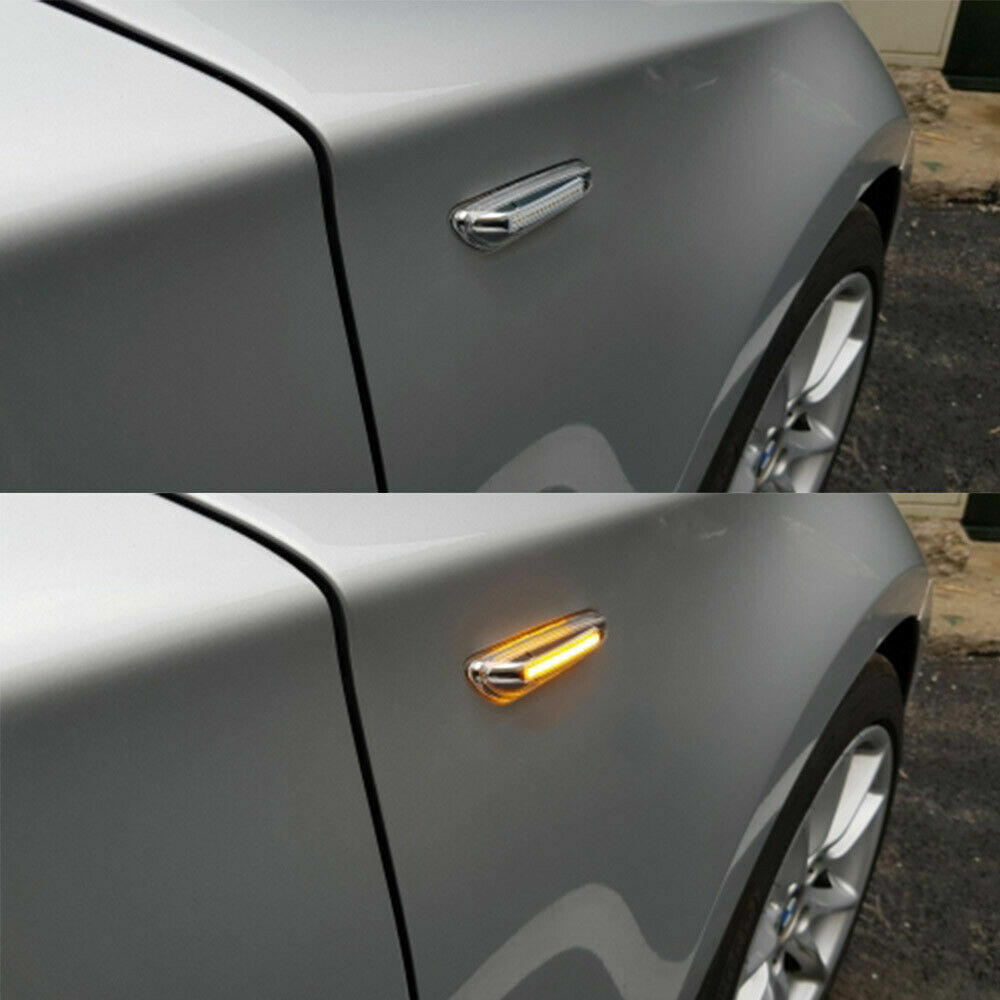 2 Clignotants Latéraux Dynamiques LED Ambre Pour BMW E82, E88, E60, E90, E46 - Verre Fumé, 12V, Garantie 1 An