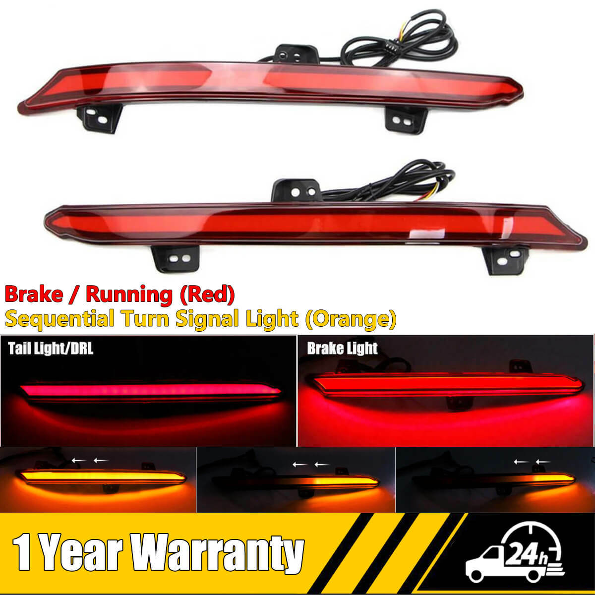 2017 Honda Accord Clear Tail Lights Smoked LED Rear Bumper Reflector Lights For 2018-2021 Honda Accord - Brake/Turn Signal Plug And Play Accord Lights