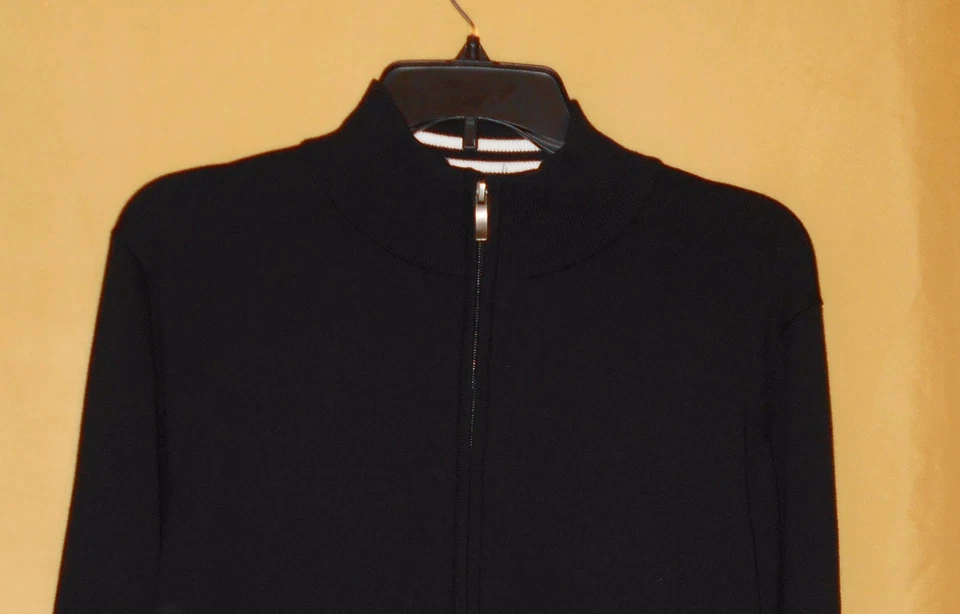 Report Collection Hombre Cremallera Negro Acanalado Camisa Ls Cárdigan Suéter Top M $128 Foto 3 de 4