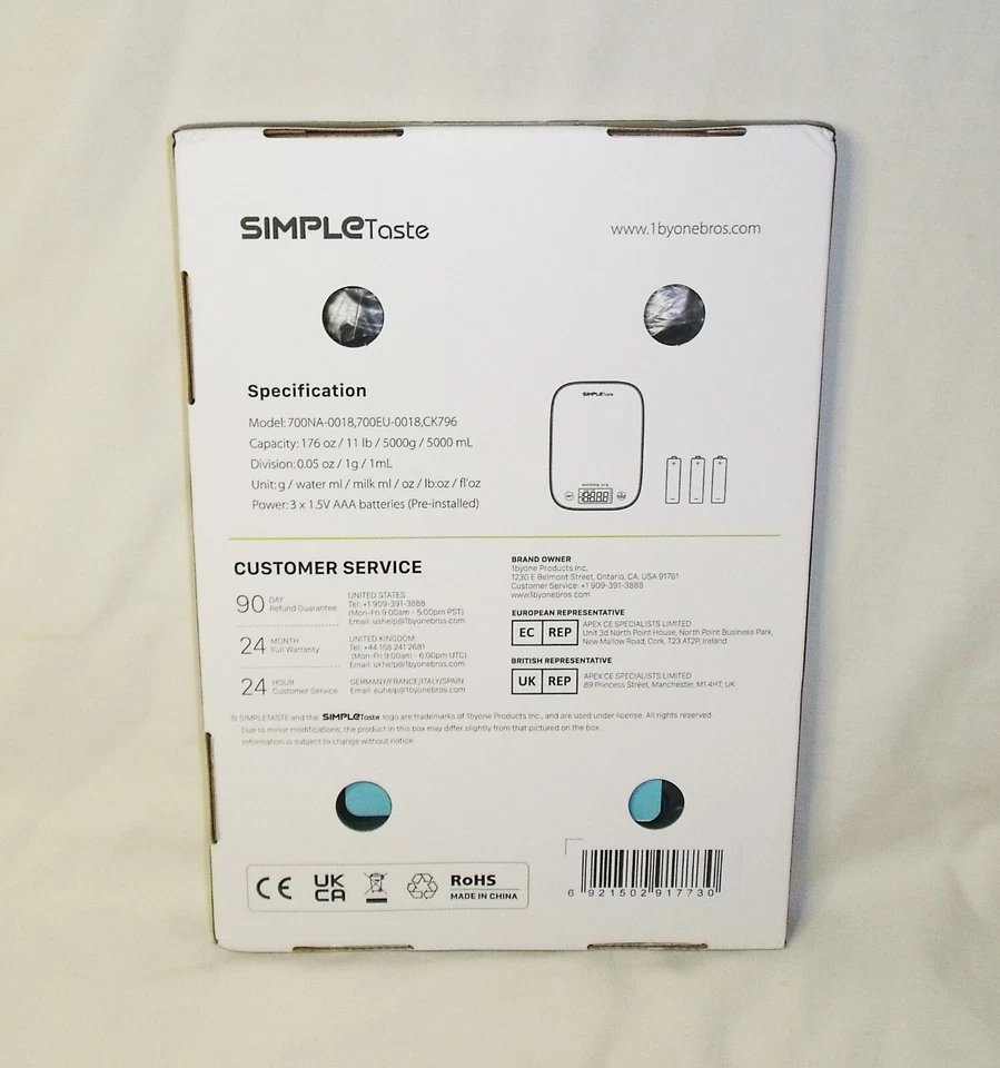 Simple Taste Digital Kitchen Scale (700NA-0018) - Image 2 of 3