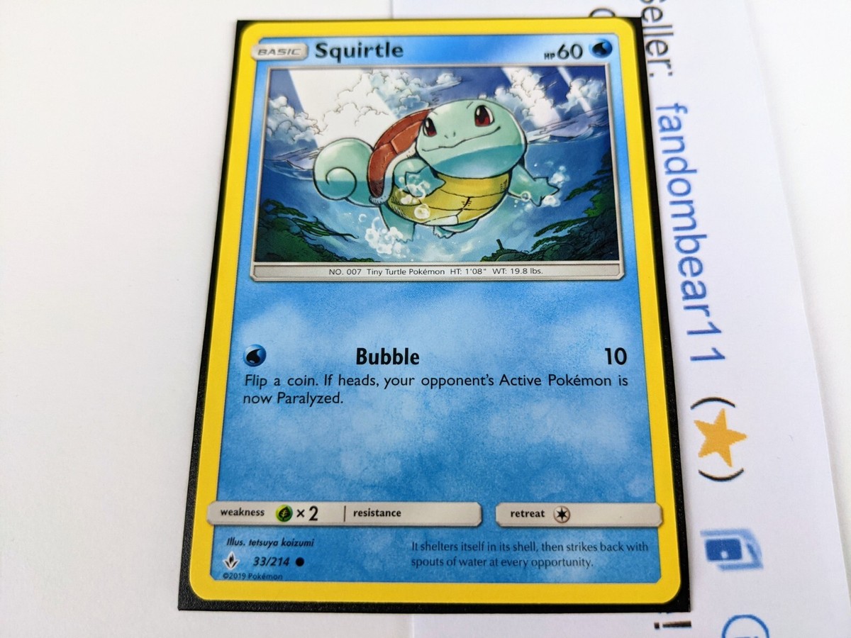 turtle pokemon card Squirtle (33/214) [Sun & Moon: Unbroken Bonds] Lightly Played