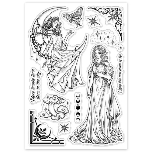 Clear Stamps GODDESS ANGEL MOON Star Rubber Stamping Scrapbooking Card Making - Picture 7 of 8