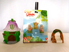 Miniature Fairy & Garden Hut House Figurines Arch, 5 Piece Set NEW