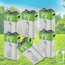 Lot 9V 9 Volt Li-ion USB Rechargeable Batteries 650mWh Lithium Ion Battery Pack