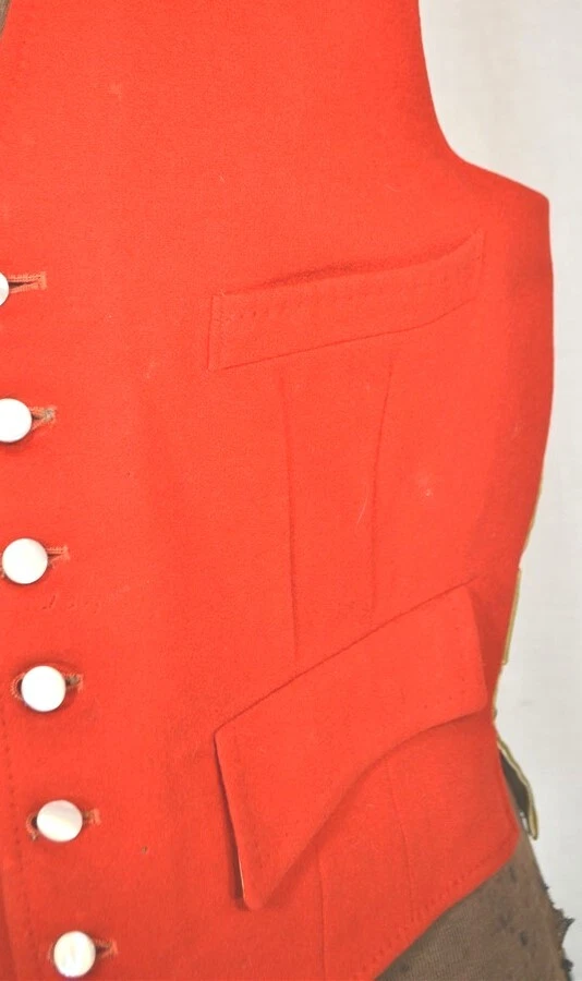 vest red wool pockets back buckle chest 38 lined England best antique/vintage - Image 3 of 4