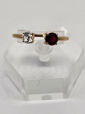 9ct Gold Burmese Red Spinel & Zircon Ring Size P½ (2.04g) Gemporia Certified
