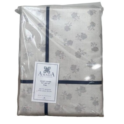 AMALIA HOME COLLECTION LILI FLORAL JACQUARD SILK BLEND DUVET COVER KING SIZE