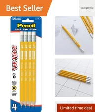Luxury BAZIC Jumbo HB Pencils – Smooth Writing & Latex-Free Eraser, 4-Pack