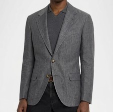 BRUNELLO CUCINELLI  Deconstructed Washed Linen Pinstripe Jacket  52 IT 3395 NWT