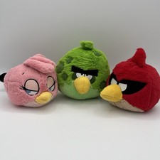 Angry Birds Lot of 3 Plush Red Pink Stella Green Terence Commonwealth NO SOUNDS