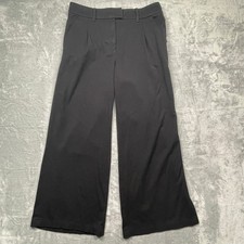 American Eagle Wide Leg Trouser Women 8 Short Black Stretch Pleated High Rise