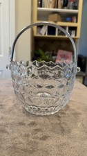 Fostoria cube Clear Glass Ice Bucket, Round Shape, with Handle