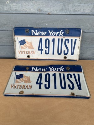 Rare New York License Plate - VETERAN - USA, Flag,  491USV #S2