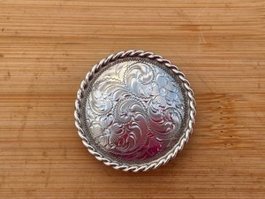 STERLING Silver Screw Back Western Concho ~ Almost 2" ~ Bridle ~ Scarf ~ Purse