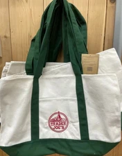 NEW GREEN LARGE CANVAS TOTE! Trader Joes, Reusable Eco Bag