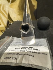 Bomb Party Ring Size 9, Slow Burn, Soft Shine, RG7162, Black Onyx Rhodium