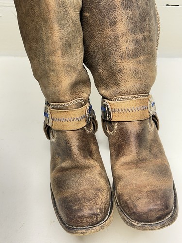 Bed Stu Opal Damen 7 braune abgenutzte Leder Biker Harness Stiefel - Bild 12 von 24