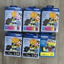 Genuine Brother LC75 XL Ink Cartridges Lot of 6 LC75CL LC75Y LC75BK EXP 2016 NEW