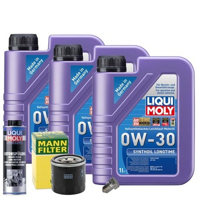 Motoröl 0W30 LIQUI MOLY 3L+MANN Ölfilter+Spülung+Ölablassschraube