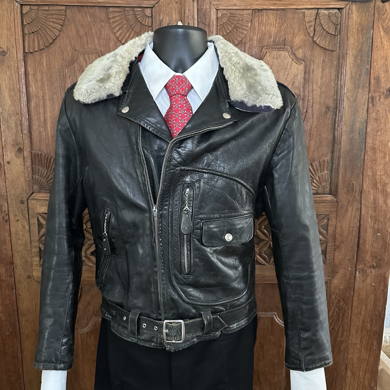 Vintage 1940- 50’s Hercules By Sears Horsehide Leather Motorcycle Jacket Lined