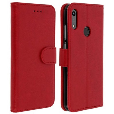 Flip Cover Geldbörse, Klappetui Kunstleder für Honor 8A / Huawei Y6 2019   Rot