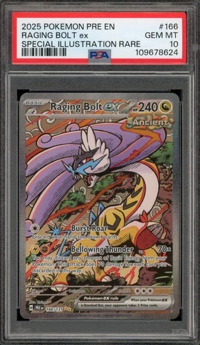 Pokemon Raging Bolt ex Prismatic Evolutions SIR #166 PSA 10 Gem Mint