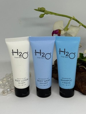 3x H2O Therapy Travel Size Toiletries - Body Lotion~Shampoo~Body Wash -1 oz -New