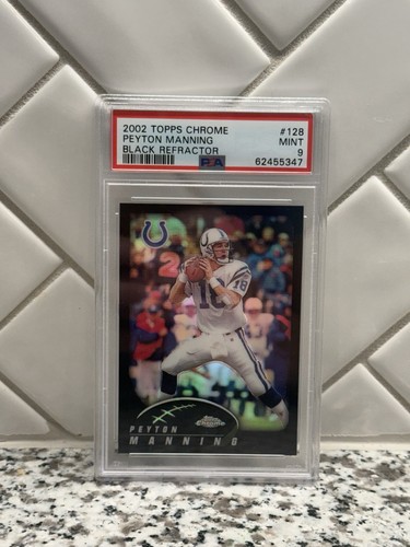 2002 Topps Chrome Peyton Manning Black Refractor /599 PSA 9 Mint