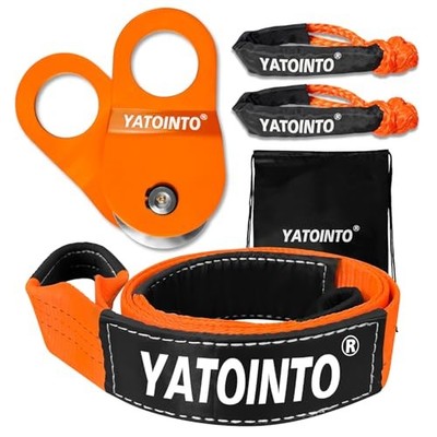 Off Road Recovery Kit 10 Ton Heavy Soft Shackles+Snatch Block+Tree Saver Strap