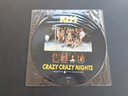 KISS - CRAZY CRAZY NIGHTS 1987 UK 12" VINYL RECORD PICTURE DISC EX/EX