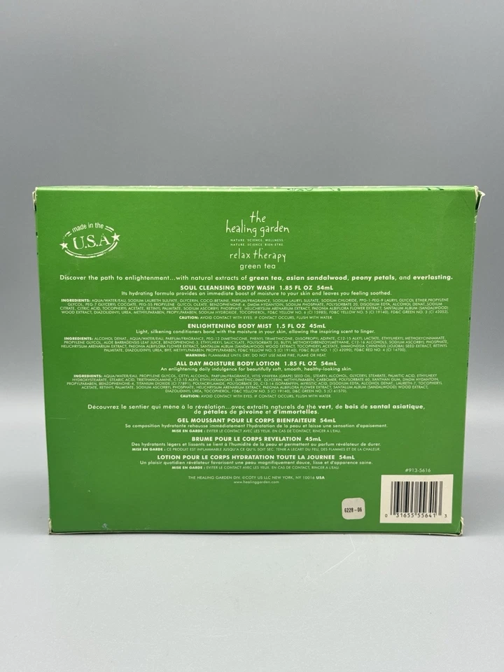 The Healing Garden Green Tea Body Wash Mist Lotion Travel Set Lot - Image 2 of 2