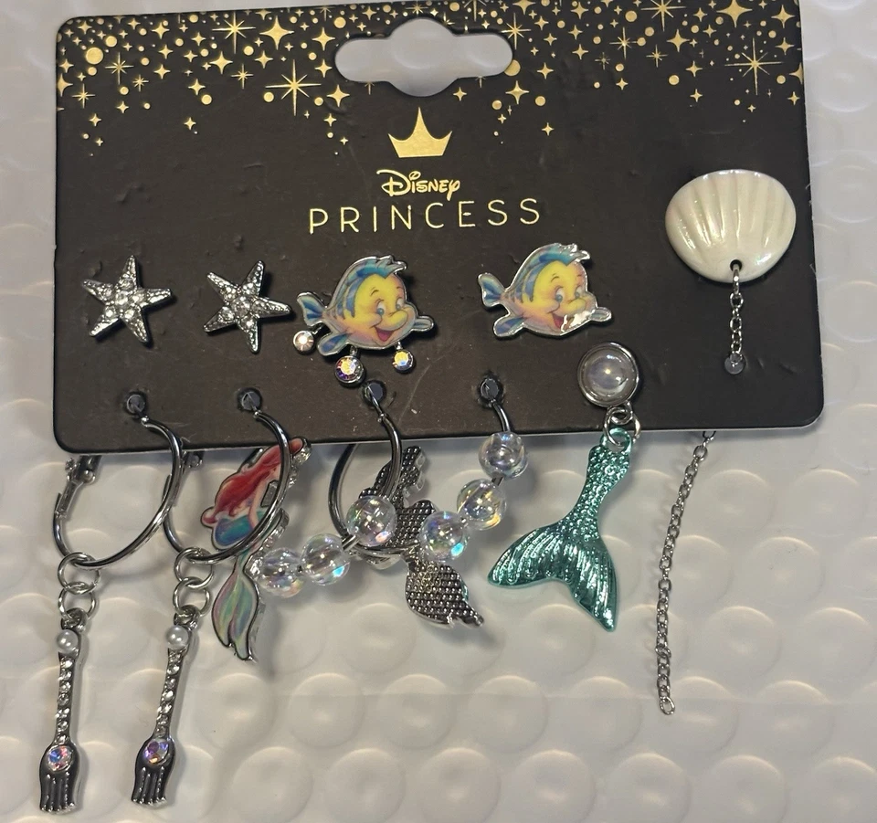 Juego de 6 pares de pendientes Sirenita Disney nuevos con etiqueta Foto 2 de 3