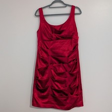 Bisou Bisou Red Ruched Fitted Dress Size 14 Cocktail Party Formal