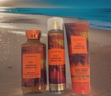 Bath Body Works Fiji Sunshine Guava-Tini 3 Piece Set Mist Body Cream Body Wash