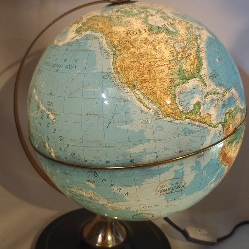 Seltener beleuchteter Weltglobus Mcm 15" hoch 10" Globus Licht funktioniert für Koreaner - Bild 11 von 15
