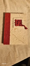 Handmade Fiber Paper Journal Notebook – Red Rose Cover – Lined Pages – Damaged F