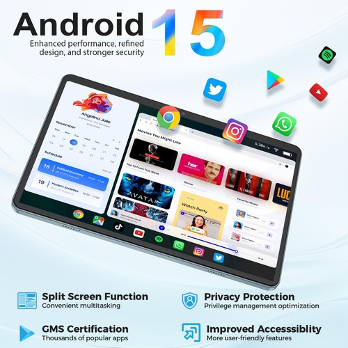 Android Tablet with Keyboard, Android 15 Tablet 10 inch with 24GB+128GB, 1TB ... - Picture 3 of 7