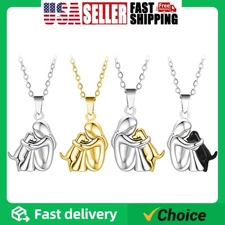 Dog Lovers Little Girl & Dog Pendant Pet Necklace Jewellery Gift US