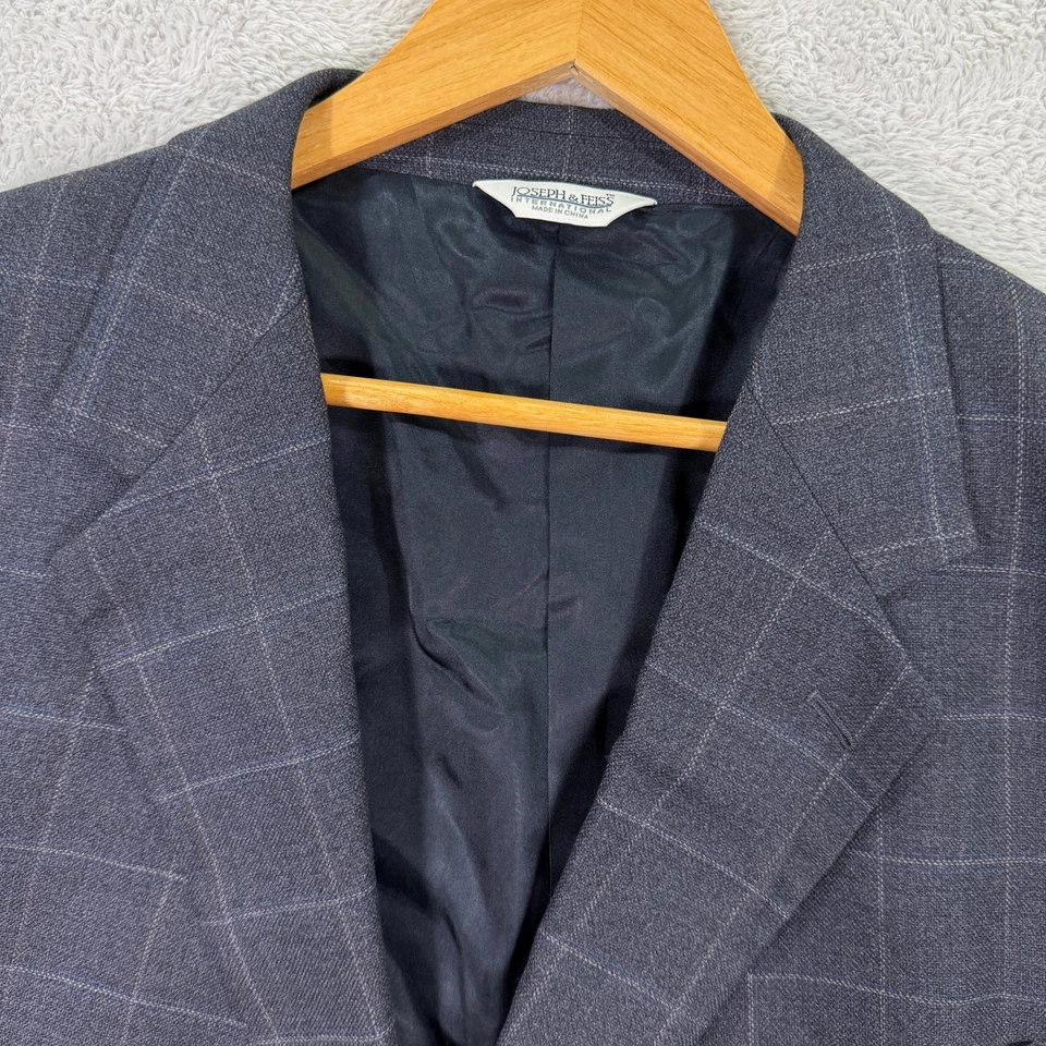 全新 Joseph & Feiss 国际灰色格子羊毛西装外套夹克 男式 48S 学院风 — 第 2/4 张图片