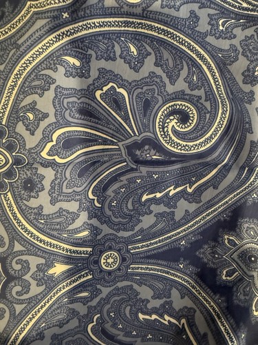 Ralph Lauren Vintage Blue Paisley Queen Flat Sheet Putney? Flaw/Tear Fabric RARE - Picture 1 of 4