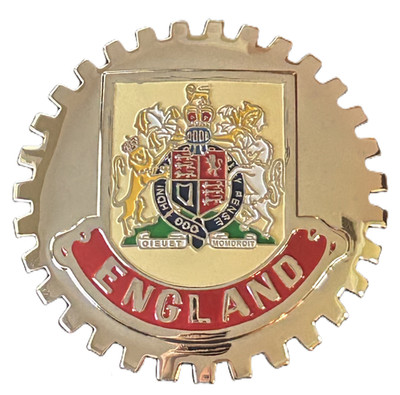 ENGLAND COAT OF ARMS CREST CAR GRILLE BADGE EMBLEM -  BRITISH COAT OF ARMS